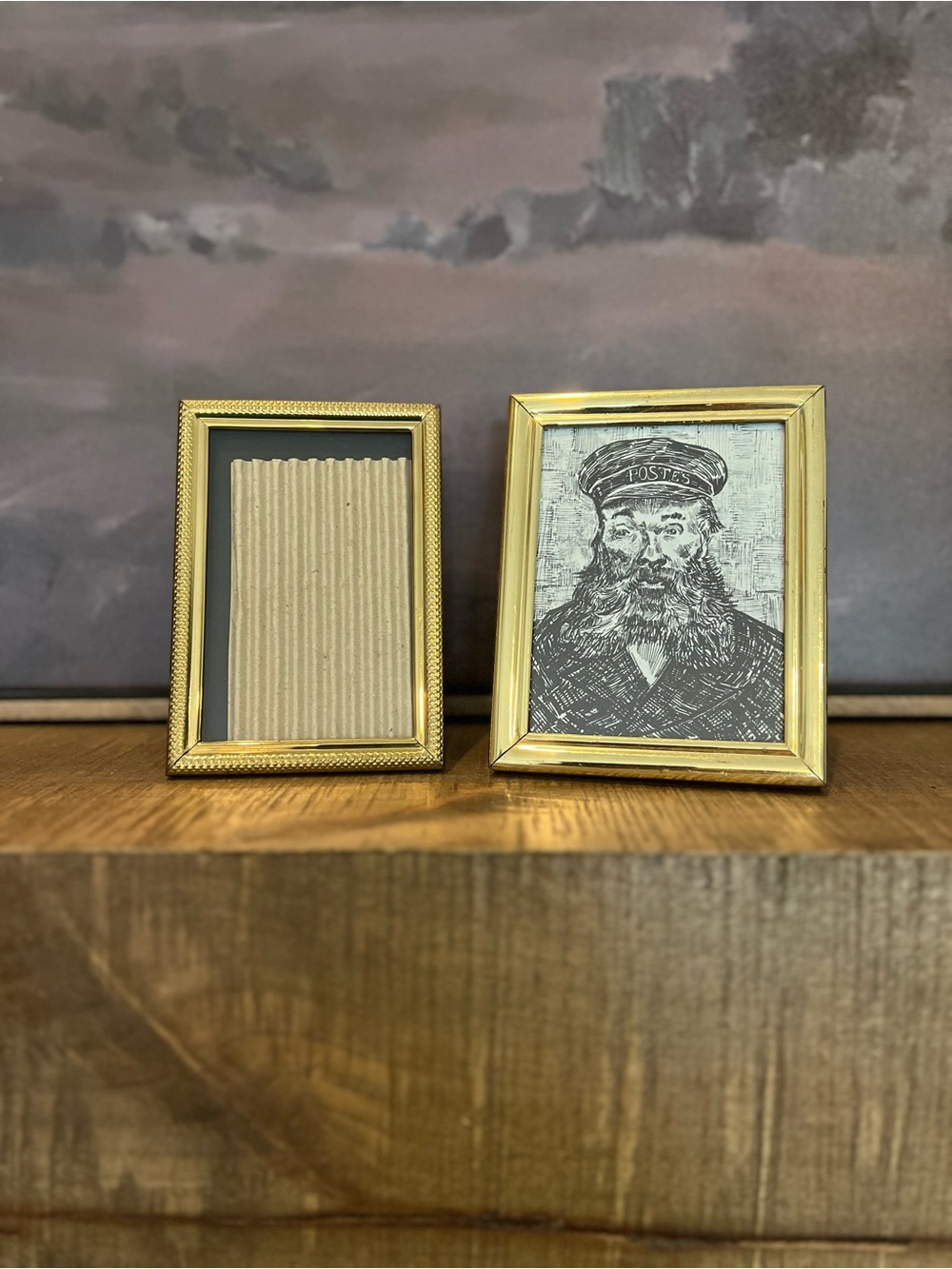 Set of 2 Mini Gold Brass Photo Frames 5x4”